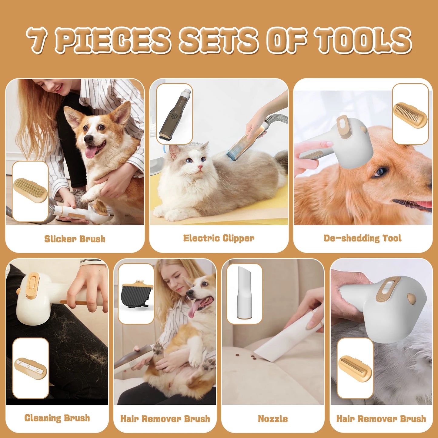 Aureen™ Pet Grooming Vacuum Kit 7-in-1