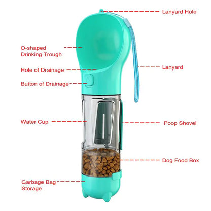 Multi-function pet water bottle in use